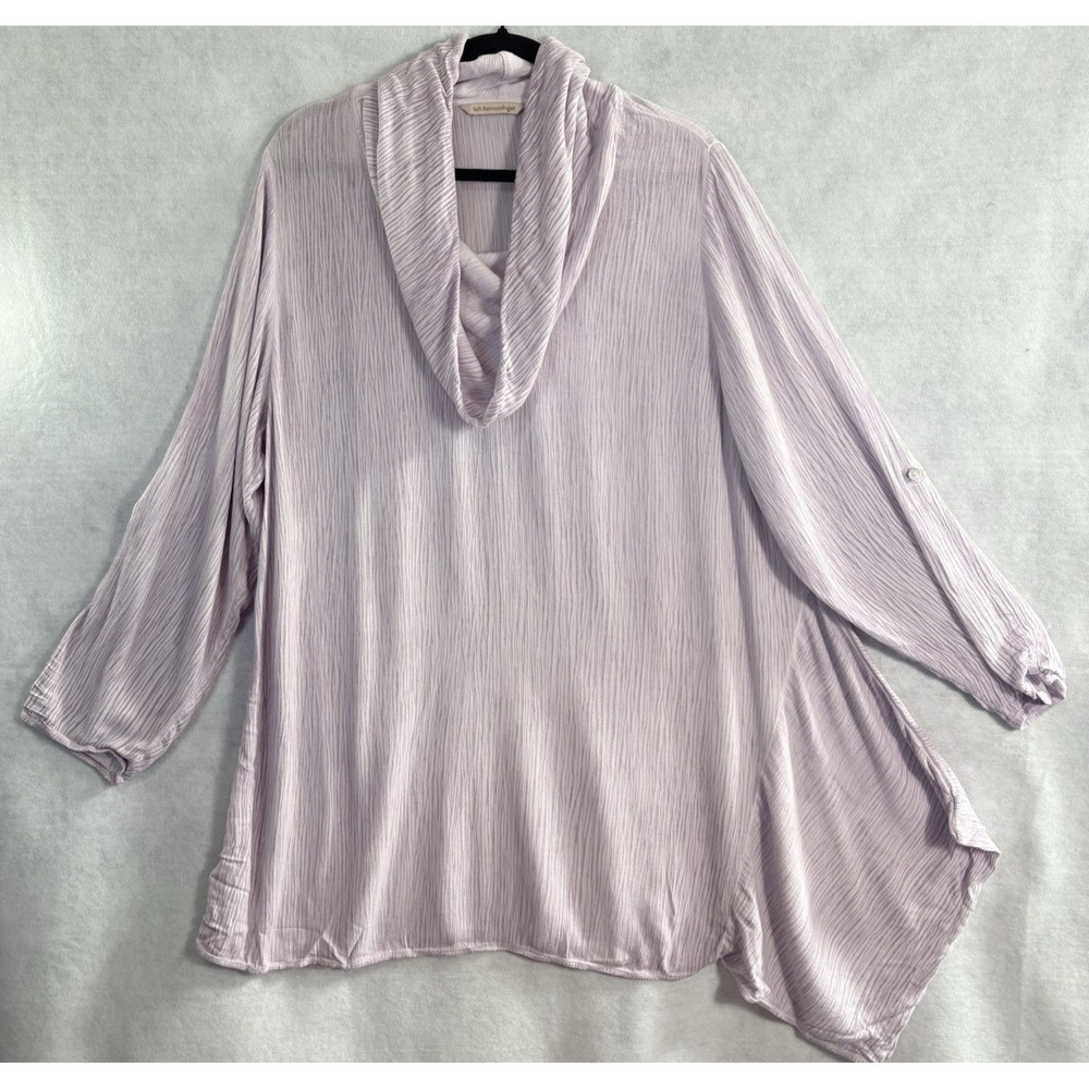 SOFT SURROUNDINGS Women Wrinkle Crinkle Tunic Blouse Top Sz 2XL Lilac 48-18